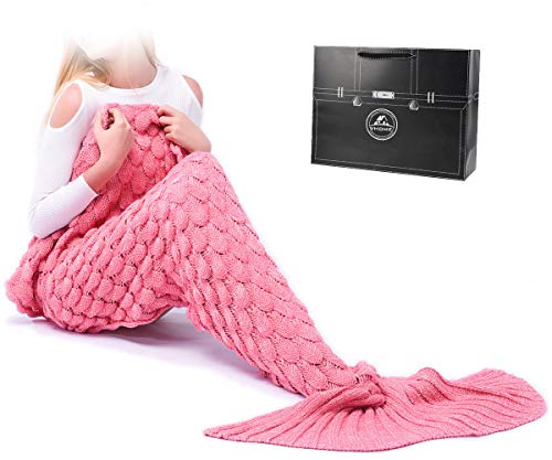 VHOME Meerjungfrau Decke Geschenke - Warmes Wohnzimmer Sofa Decke Damen Mädchen XL Größe Für Weihnachts Geburtstagsgeschenk (Erwachsene 190x110CM, A1-Rosa) von VHOME