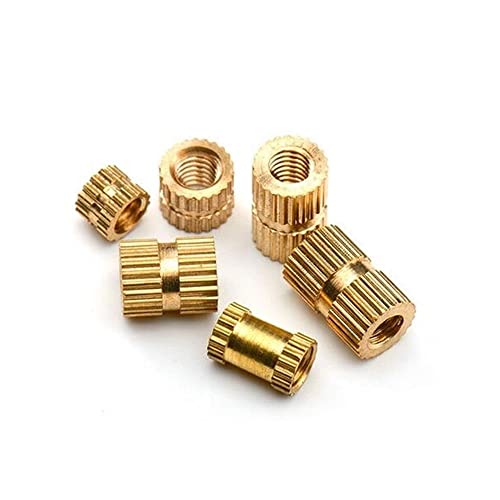 Gewindeeinsätze, 100 Stück/50 Stück/20 Stück M2 M2.5 M3 M4 M5 M6 M8 Messing-Einsatzmutter Spritzguss Messing Rändelgewindeeinsätze Muttern(Length 2mm,M3 100PCS) von VHTDFEVXO