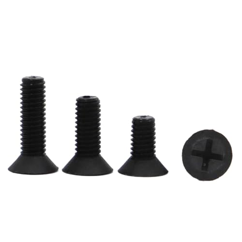 Kreuzschlitzschrauben, Senkkopfschrauben, M2-M8 Schwarz/Weiß Nylon Kunststoff Senkkopf Kreuzschraube Bolzen(Black-20pcs,M8x30mm) von VHTDFEVXO