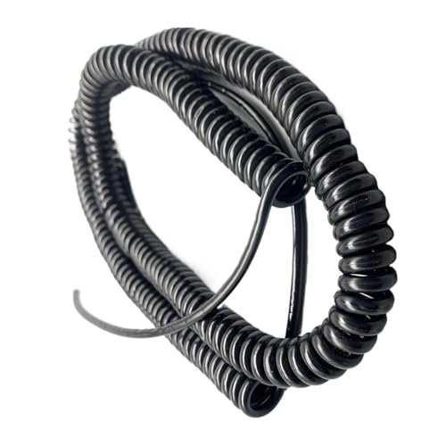 VHTDFEVXO Teleskop-Spiralkabel, 5-adriges erweiterbares Stromspiralkabel 17AWG Elastisches Spiralkabel Teleskopdraht Schwarz Stretch-Spiralverlängerung(Stretch 1.25 Meters) von VHTDFEVXO