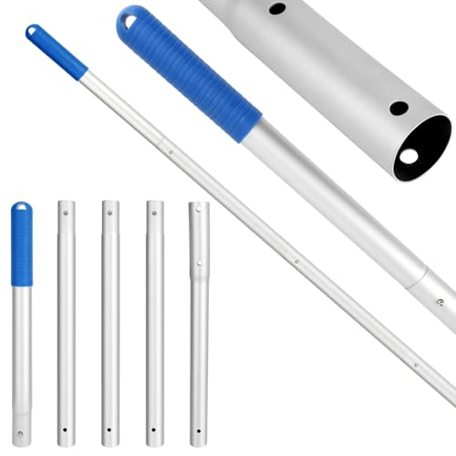 VHUTOU Pool Teleskopstange Aluminium Poolstange, Poolstange mit EZ Clip einstellbar Stange 5-teilig Poolstange zur Poolreinigung(Silber) von VHUTOU