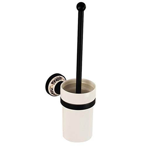 VHVCX Antique Bronze Wc-Bürstenhalter Brass & Keramik Brushed Toilettenreiniger Halter-Badezimmer-Produkte Zubehör, Schwarz von VHVCX