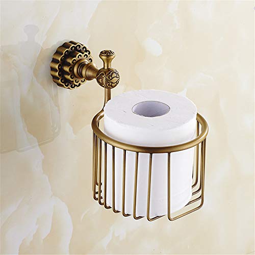 VHVCX Papierspender Massivem Messing Bronze Toilettenpapier Basket Bad Regal Wand Bad-Accessoires Wc Papierrollenhalter,Gold von VHVCX