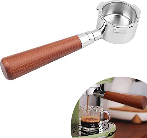 VIA CREMA Bodenloser Siebträger 54mm mit Holzgriff Bottomless Naked Portafilter (54 mm) Oxidationsbeständigkeit Und Haltbarkeit. Siebträger Zubehör von VIA CREMA