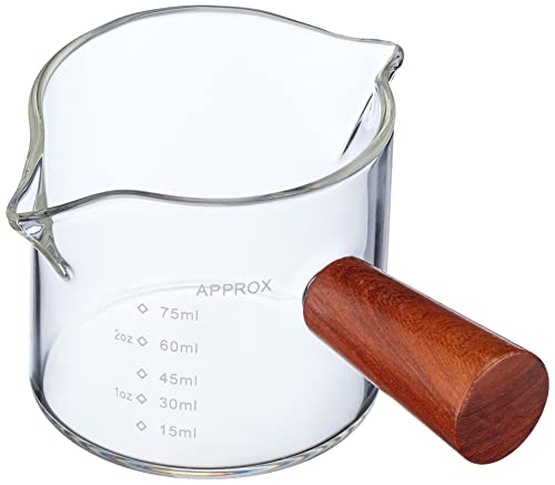 VIA CREMA Espresso Shotglas mit Holzgriff - Doppelauslauf Coffee Measuring Shot Glass (Wood Handel) - Kaffee Messbecher von VIA CREMA