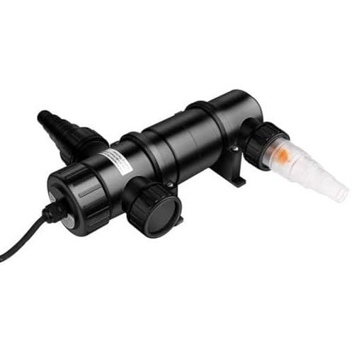 VIALIA UVC Klärer, Modell: CUV-111, 11 Watt, Teichklärer mit 3 Anschlüssen, UV-Schauglas, Teichfilter mit Pumpe für den Gartenteich von VIALIA