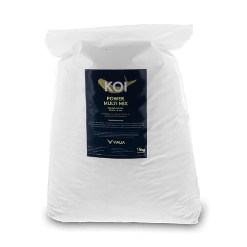 VIALIA Koi Futter Multi Mix, 15 kg Koifutter 6 mm Durchmesser, schwimmendes Fischfutter für Koi und Teichfische, mit Lachsöl, Spirulina, Astaxanthin und Wheatgerm von VIALIA