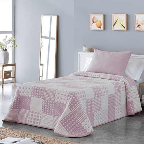 VIALMAN Leichte Tagesdecke Sofia 21, Baumwolle Polyester, Rosa, Cama 90: 180 x 270 cm von VIALMAN