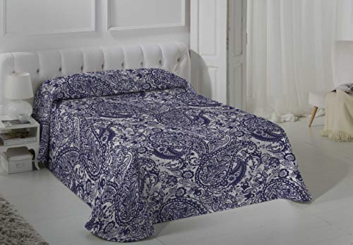 VIALMAN Leichte Tagesdecke Sofia 29, Polyester Baumwolle, Marineblau, Cama 105: 200 x 270 cm von VIALMAN