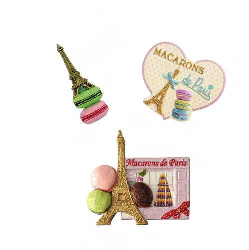 3 Magnete Paris Eiffelturm – Motiv Macarons und Kuchen – Material: Harz von VIANAYA