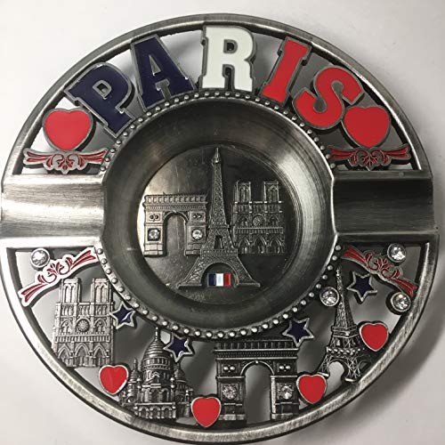Aschenbecher Paris Eiffelturm und andere Monuments de Paris – Material: Metall dunkelgrau – bronzefarben – Durchmesser 12 cm von VIANAYA
