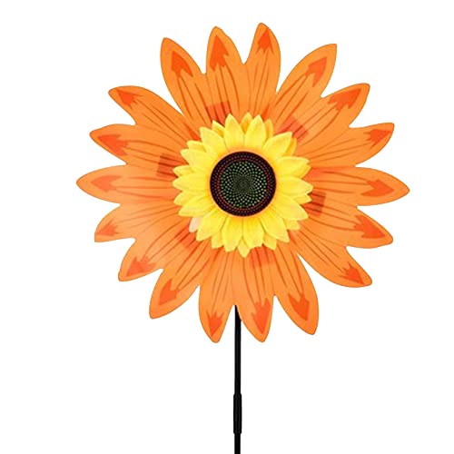 VIAS Sonnenblume Windmühle Urlaub Dekoration wetterfeste Windmühle,windmühle für Kinder Spielzeug, kann als Dekoration für Gärten,Terrassen und Balkone Verwendet Werden Windmühlen Ornamente (Orange) von VIAS