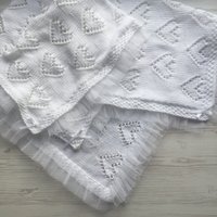 Handgemachte Strickdecke Für Baby Born. Decke Neugeborene. Weiße Decke. Mit Nach Hause Nehmen. Babyparty. Taufdecke von VIAngel