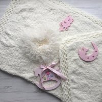 Handgemachte Strickdecke Für Babys. Taufdecke. Babydecke Zum Mitnehmen. Decke Neugeborene. Baby Born Decke. Elfenbeinfarbene von VIAngel