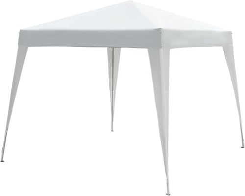 Gartenpavillon mit Stahlgestell, 8 Bodenheringe, weiß, 3 abnehmbare Seitenwände, 3 x 3 m, weiß, schnelle Installation von VIBELL