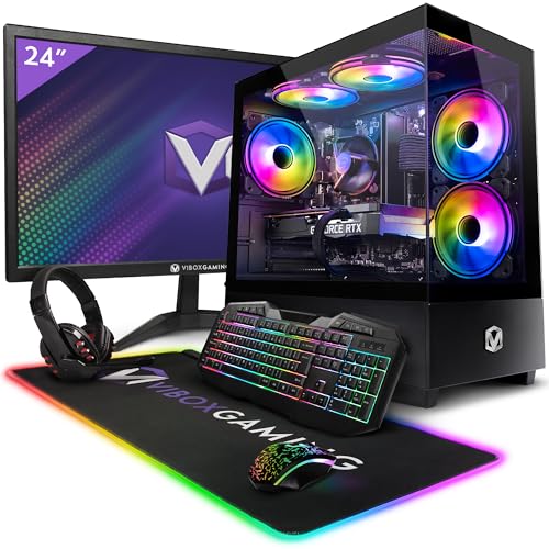 Vibox III-120 Gaming PC - 24" Monitor-Paket - Intel i7 8-Core 10700T Prozessor 4.8GHz - RTX 4060 OC 8GB Grafikkarte - 32GB RAM - 1TB NVMe M.2 SSD - 600W PSU - Windows 11 - WiFi von Vibox