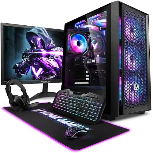 Vibox III-4 Gaming PC - 24" Monitor-Paket - Intel i7 8-Core 10700T Prozessor 4.8GHz - RTX 3050 6GB Grafikkarte - 16GB RAM - 1TB NVMe M.2 SSD - Windows 11 - WiFi von Vibox