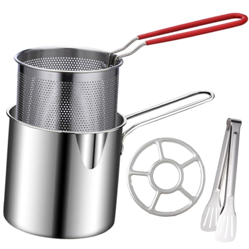 VICASKY 1 Satz Frittierset Mini Fritteuse mit Frittierkorb und Zange für Zuhause Restaurant und Hochtemperaturbeständig Leicht zu Reinigen für Gemüse Hähnchen und Snacks von VICASKY