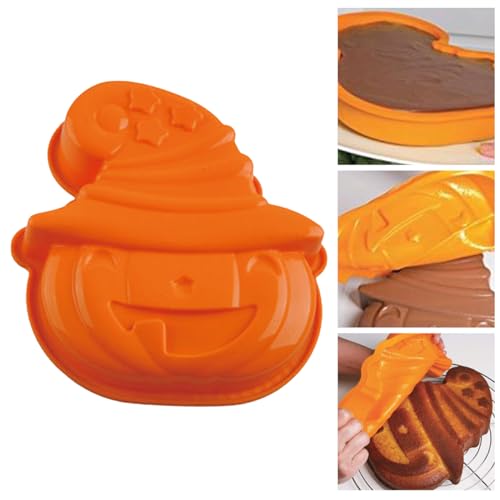VICASKY 1 Stück Halloween Kürbis Kuchenform aus Silikon Diy Backwerkzeug für Vielseitige Nutzung Mikrowelle und Ofen Backform für Halloween Feiern und Kreative Backprojekte von VICASKY