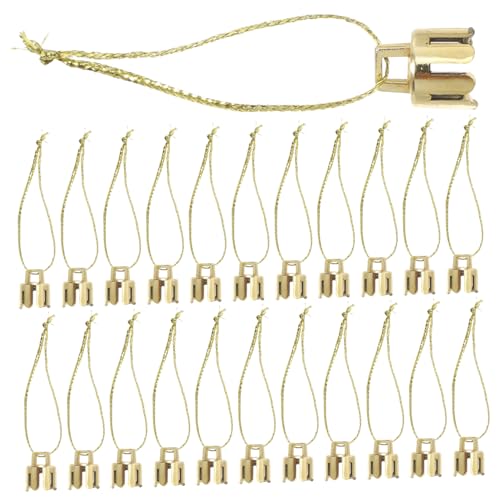 VICASKY 1000 Stück DIY Weihnachtskugel Hauben aus Kunststoff Dekorative Aufhänger für Christbaumkugeln Goldene Kappen mit Schnur für Festliche Dekorationen und Gestaltungen von VICASKY