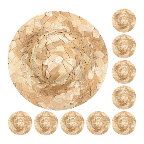 VICASKY 10Stücke Miniatur Webhüte für Puppen Handgewebte DIY Puppenmützen Kreative Foto Requisiten und Dekorationen Handwerkskunst Leicht und Tragbar von VICASKY