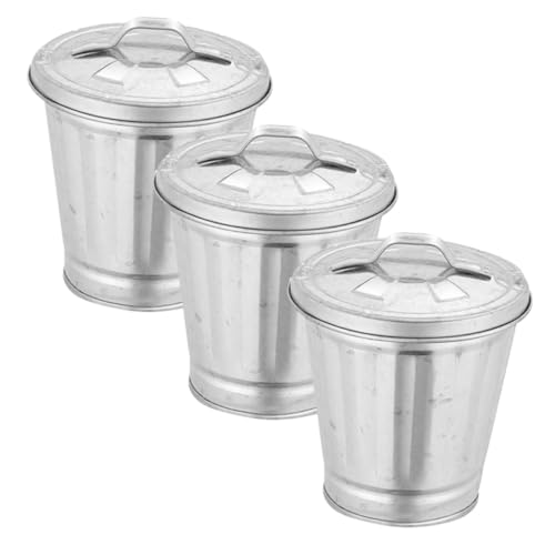 VICASKY 12 Stck. Teiliges Mini Mülleimer mit Deckel Metall Blumentopf und Aufbewahrungsdose Multifunktional als Abfallbehälter und Dekoration für Schreibtisch Büro Küche Kompakt und von VICASKY