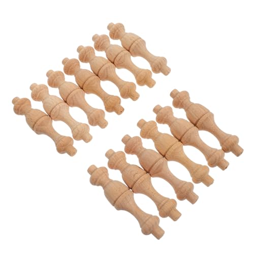 VICASKY 12 Stück Holzspindeln Romanische Säulen aus mit Filigranen Schnitzereien Robuste Mini für Innen und Außenbereich DIY Vintage Dekoration Natürliche Maserung Hohe Tragfähigkeit von VICASKY