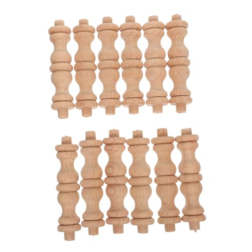 VICASKY 12 Stück Teiliges Handgefertigte Holzsäulen mit Glatter Oberfläche und Europäischem Brückendesign Rustikale Holzspindeln für Weinregal Küchen und Wohnzimmerschrankdekoration von VICASKY
