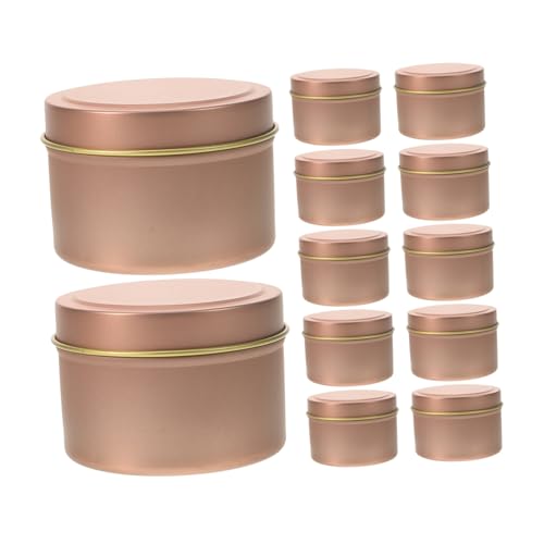 VICASKY 12 Stück Teiliges Kerzendosen Roségoldene Metallbehälter mit Deckeln Wiederverwendbare Teelichthalter für DIY Kerzenherstellung Aromatherapie Dekorative Votivkerzen Geschenkidee von VICASKY