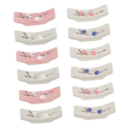 VICASKY 12 Stück Teiliges Porzellan Essstäbchen Löffelhalter Set Japanischer Stil Keramik Besteckablage Praktisch für Küche Restaurant Tischdekoration von VICASKY