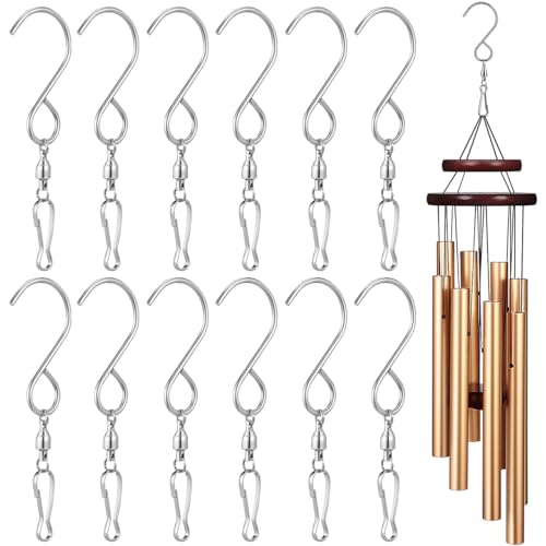 Hanging Wind Spinner Wirbel Kabel Drehbarer Haken 12PCS 3D 90mm Windspielen Clips Doppel-Clip Drehbare Edelstahl Swivel Hooks von VICASKY
