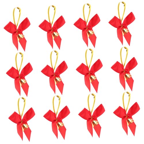 VICASKY 12stücke Rote Schleifen-Ornamente Weihnachtsschleife Mit Glocke-Dekorationen Hängende Festliche Ornamente Für Baum Dekoration Für Haus Und Party VICASKY 12stücke Rote Schleifen-Ornamente Weihnachtsschleife Mit Glocke-Dekorationen Hängende Festliche Ornamente Für Baum Dekoration Für Haus Und Party von VICASKY