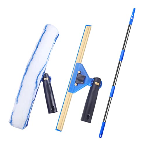 VICASKY 1Satz Fensterreinigungsset mit Teleskopstiel Mikrofasertuch Abzieher für Auto Dusche und Fenster Ergonomisches Design Langlebiges Material für Verschiedene Oberflächen von VICASKY