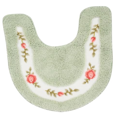 VICASKY Weiche U-Förmige Toilettenmatte Rutschfestes Badezimmerpad Wasserabsorbierende Fußmatte Grünes Design Kompakt und Pflegeleicht von VICASKY