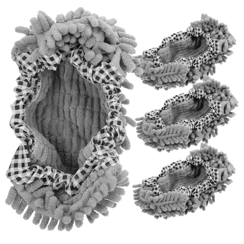 VICASKY 2 Paare Elastische Mop Socken Wischmopp Hausschuhe Wiederverwendbar Waschbar Staubabsorbierend Universalgröße für Holz Fliesen Vinyl Böden Haushaltsreinigung von VICASKY