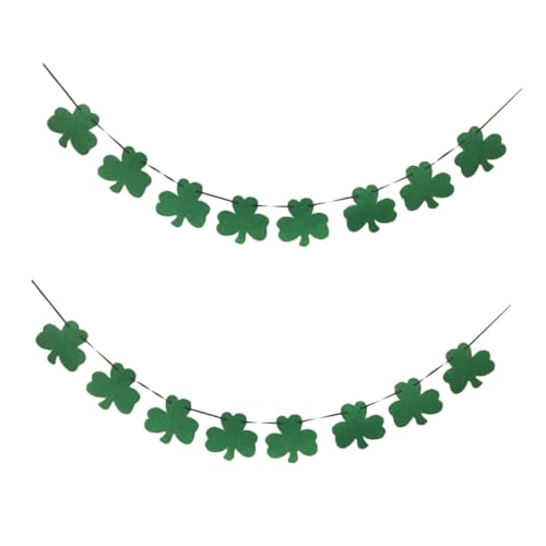 VICASKY 2 STK. St Patrick's Day Girlande Lange Grüne Shamrock Hängedekoration für Party Festival Raum und Fotodekor für Ballons und Festdekoration von VICASKY