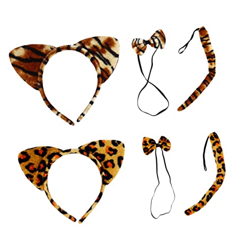VICASKY 2 Satz Halloween Tierkostüm Zubehör mit Haarreif und Fliege für Partys und Karneval für Erwachsene Leoparden und Tigerdesign von VICASKY