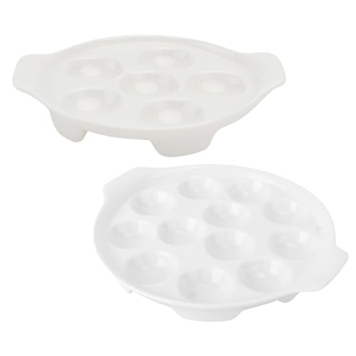VICASKY 2 Stück Backgeschirr mit Griffen Keramische Schneckenplatten für Zubereitung von Escargots für Ofen Mikrowelle von VICASKY