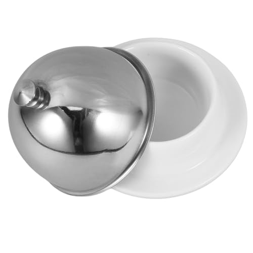 VICASKY 2 Stück Edelstahl Butterdose mit Keramikschale und Deckel Hitzebeständig Vielseitig für Butter Abalone Desserts Einfach zu Reinigen Lagern Praktisches Serviergeschirr für Küche und von VICASKY