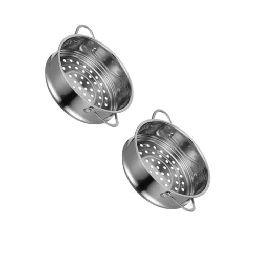 VICASKY 2 Stück Edelstahl Dampfgarer Einsatz mit Griff Robuster Dicker Food Steamer für Gemüse Fisch Brot Leicht zu Reinigen Langlebiges Küchenzubehör für Zuhause von VICASKY