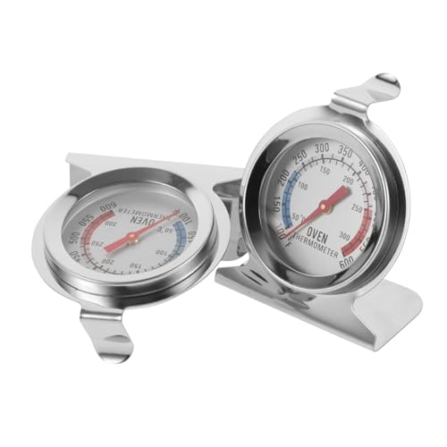 VICASKY 2 Stück Edelstahl Ofenthermometer mit Doppelanzeige Hitzebeständig und Genau für Backofen Grill und Küche Leicht Ablesbar mit Großem Ziffernblatt und Farbigen Markierungen von VICASKY