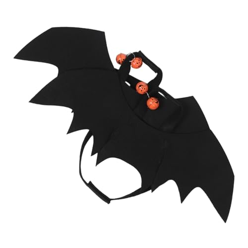 VICASKY 2 Stück Halloween Haustierkostüm Fledermausflügel mit Glocke Leichtes Bequemes Katzen Hundekostüm Schnelles Anziehen für Party und Cosplay von VICASKY