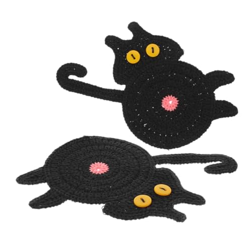 VICASKY 2 Stück Handgefertigte Katzen Untersetzer Schwarze Häkel Katzen Po Motive Süße Dekorative Tassenmatten Hitzebeständig Kompakt für Esstisch Kaltgetränke Katzendeko Party Accessoire VICASKY 2 Stück Handgefertigte Katzen Untersetzer Schwarze Häkel Katzen Po Motive Süße Dekorative Tassenmatten Hitzebeständig Kompakt für Esstisch Kaltgetränke Katzendeko Party Accessoire von VICASKY