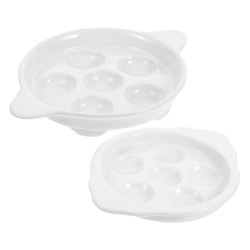 VICASKY 2 Stück Keramik Schneckenschale mit Griffen Hitzebeständige Escargot Platte für Westliche Küche Restaurants Bbq Backofen Geeignet mit Einzigartigem Vogel ei design von VICASKY