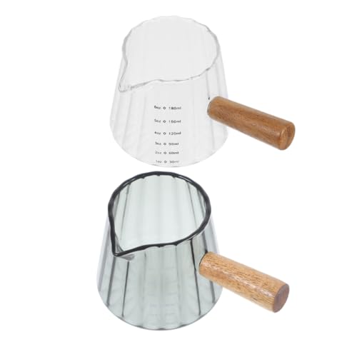 VICASKY 2 Stück Milchkanne mit Holzgriff Hitzebeständiger Milchaufschäumer Messbecher Transparenter Espressotassen Messbecher für Kaffeeliebhaber Vielseitig als Mini Milchkrug Geeignet VICASKY 2 Stück Milchkanne mit Holzgriff Hitzebeständiger Milchaufschäumer Messbecher Transparenter Espressotassen Messbecher für Kaffeeliebhaber Vielseitig als Mini Milchkrug Geeignet von VICASKY