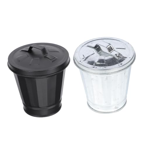 VICASKY 2 Stück Mini Tischmülleimer mit Deckel Verzinktem Metall Geruchsdichter Desktop Abfallbehälter für Haushalt Büro Schlafzimmer und Küche Kompakte Haushaltsabfallbox in Schwarz und VICASKY 2 Stück Mini Tischmülleimer mit Deckel Verzinktem Metall Geruchsdichter Desktop Abfallbehälter für Haushalt Büro Schlafzimmer und Küche Kompakte Haushaltsabfallbox in Schwarz und von VICASKY