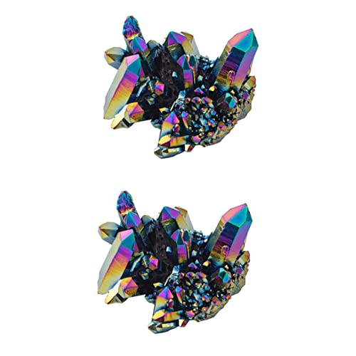 VICASKY 2 Stück Natürlicher Kristallcluster Dekoration Handgefertigtes Regenbogenquarz Ornament für Schreibtisch und Wohnkultur als Blumensteine oder Fotodekoration VICASKY 2 Stück Natürlicher Kristallcluster Dekoration Handgefertigtes Regenbogenquarz Ornament für Schreibtisch und Wohnkultur als Blumensteine oder Fotodekoration von VICASKY