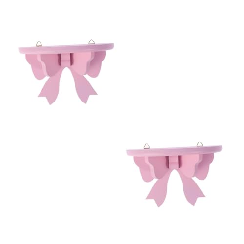 VICASKY 2 Stück Nordischer Holz Wandregal Halbkreis Design Rosa Kinderzimmer Wandaufbewahrung Regal Butterförmig Dekorativ Robust Schlafzimmer Wohnzimmer Organizer von VICASKY