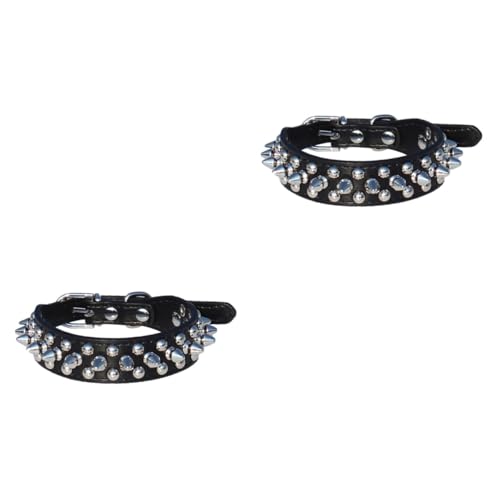 VICASKY 2 Stück PU Verstellbares Hundehalsband mit Nieten und D Ring S Schwarz Verstellbar und Robust Geeignet für Welpen und Kleine Hunde PU Material mit Edelstahlverschluss VICASKY 2 Stück PU Verstellbares Hundehalsband mit Nieten und D Ring S Schwarz Verstellbar und Robust Geeignet für Welpen und Kleine Hunde PU Material mit Edelstahlverschluss von VICASKY
