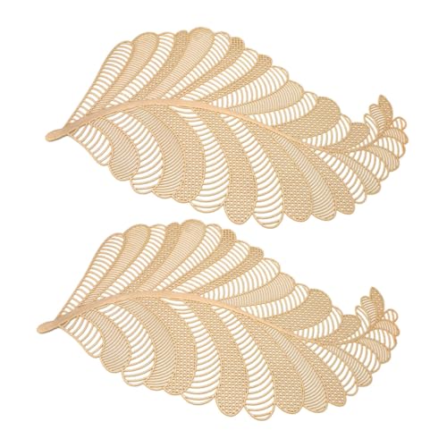 VICASKY 2 Stück PVC Platzset Teiliges Abwaschbares Tischset mit Ausgefallenem Design Hitzebeständige und rutschfeste Tischunterlage für Esstisch Dekoratives und Platzdeckchen in Gold von VICASKY